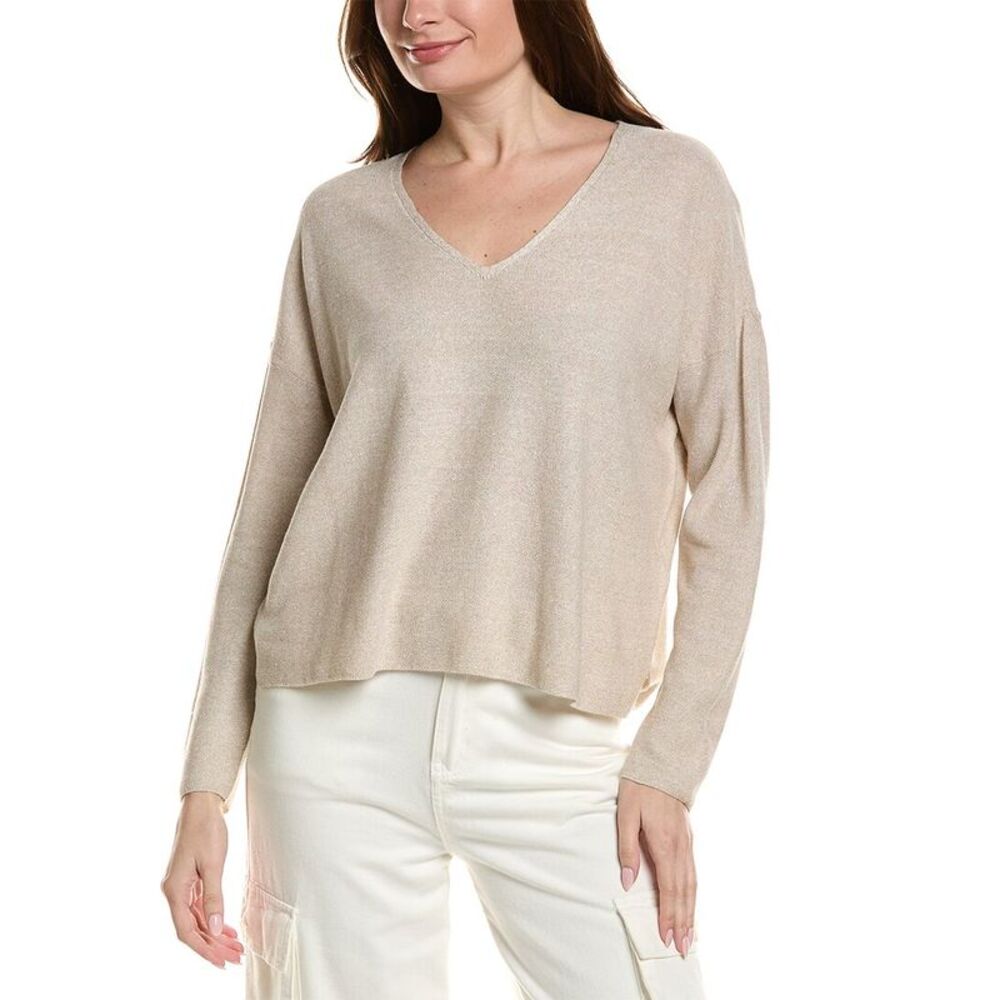 Eileen Fisher Womens  V-Neck Sweater, Brown